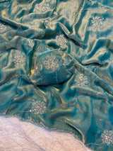 Space silk saree with handwork