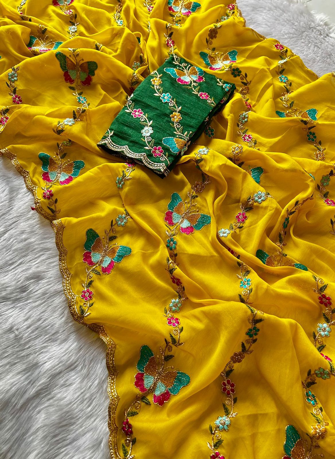 Georgette saree with embroidery work