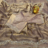Space silk saree with stitched blouse