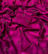 Space silk satin with beads work circle design