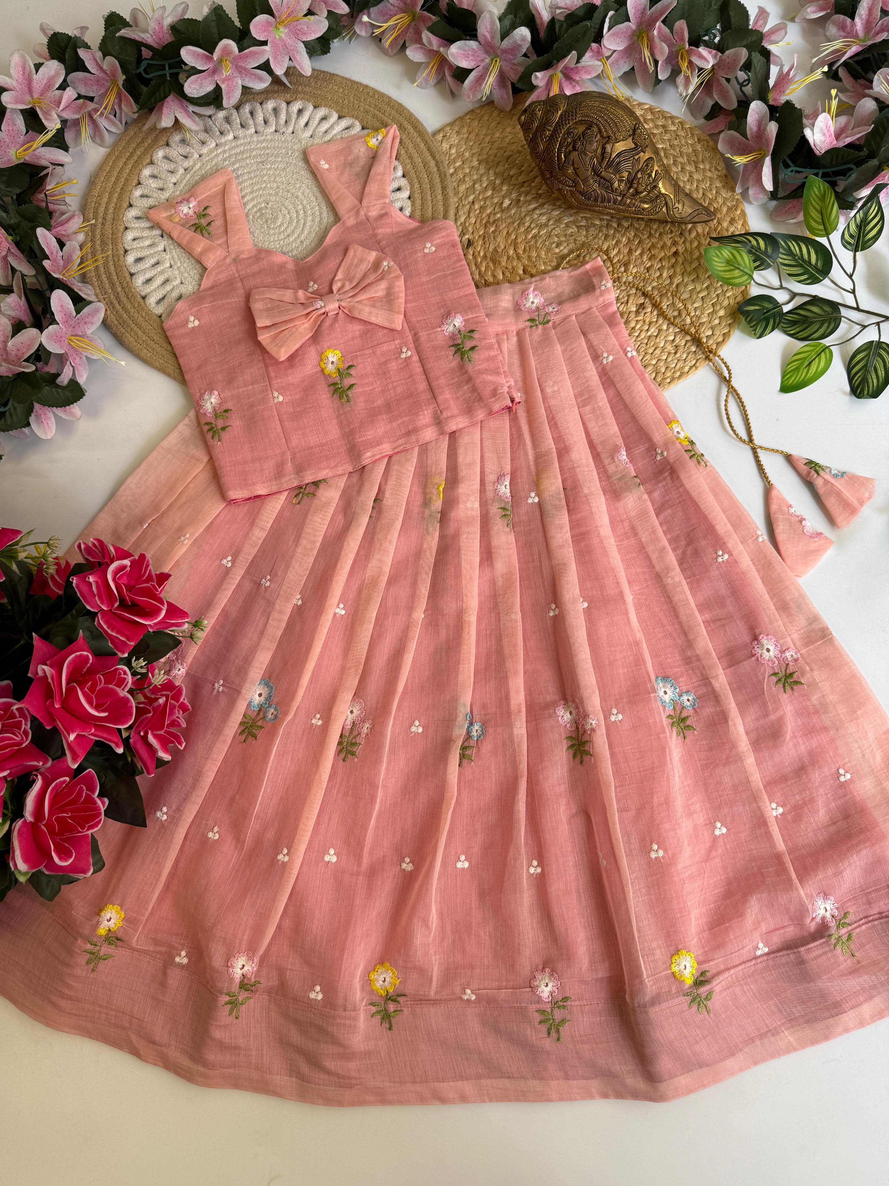 Kids mul chandeeri lehenga