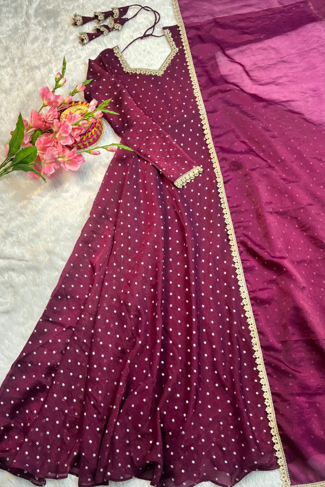 Moss silk anarkali