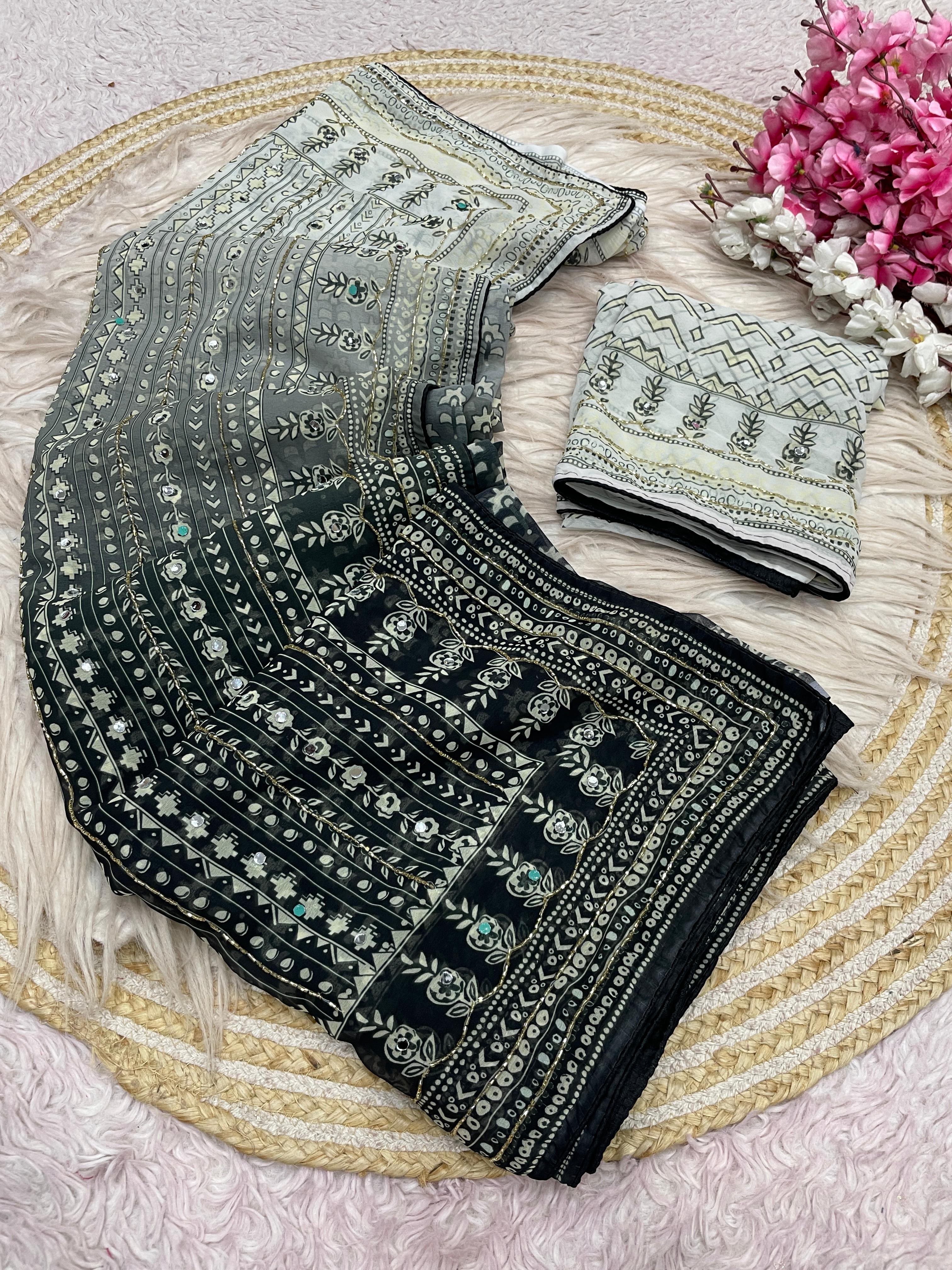 Dual shade karina kapoor inspired Georgette sarees