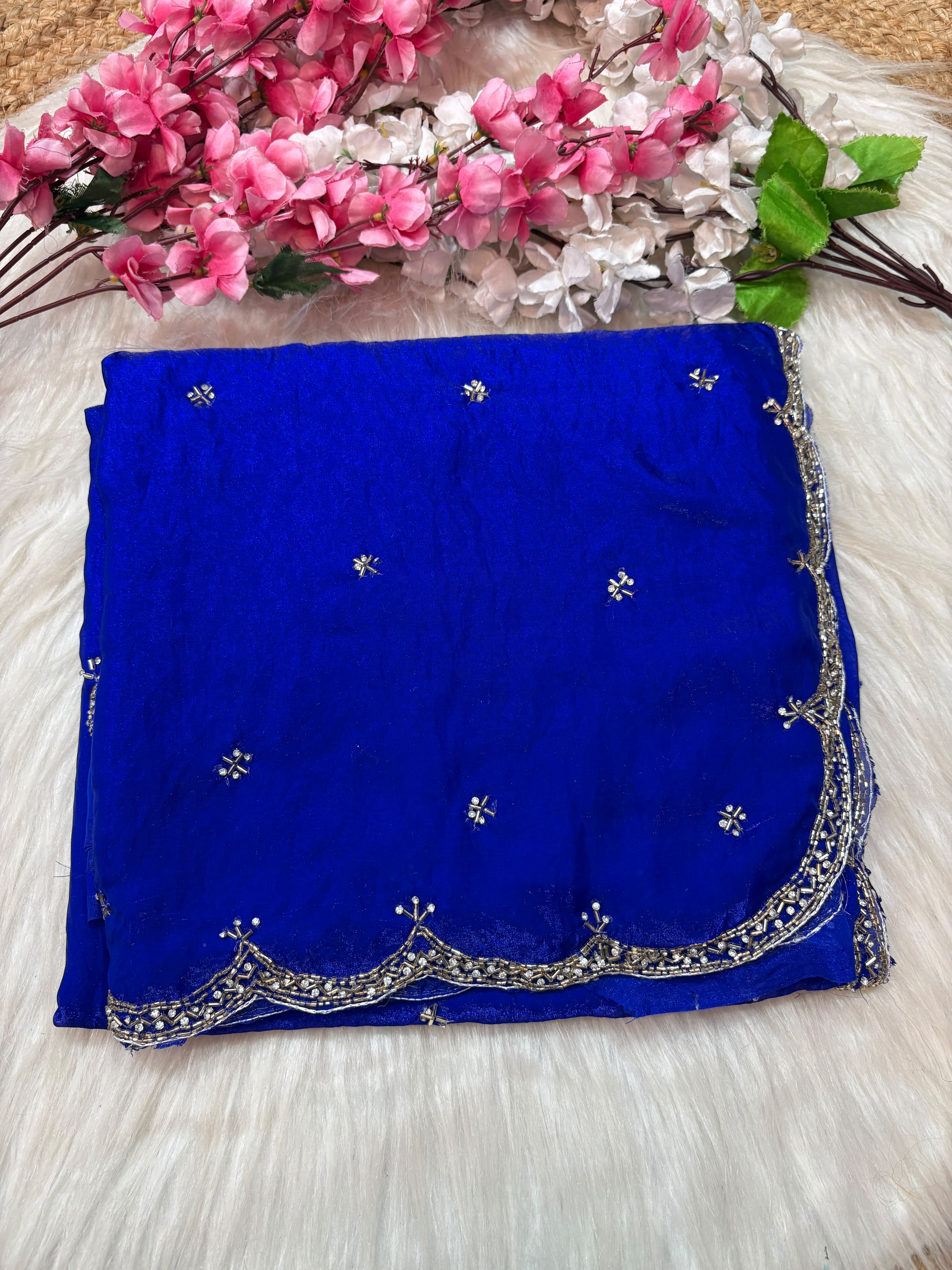 Single line Premium Space silk handwork sarees
