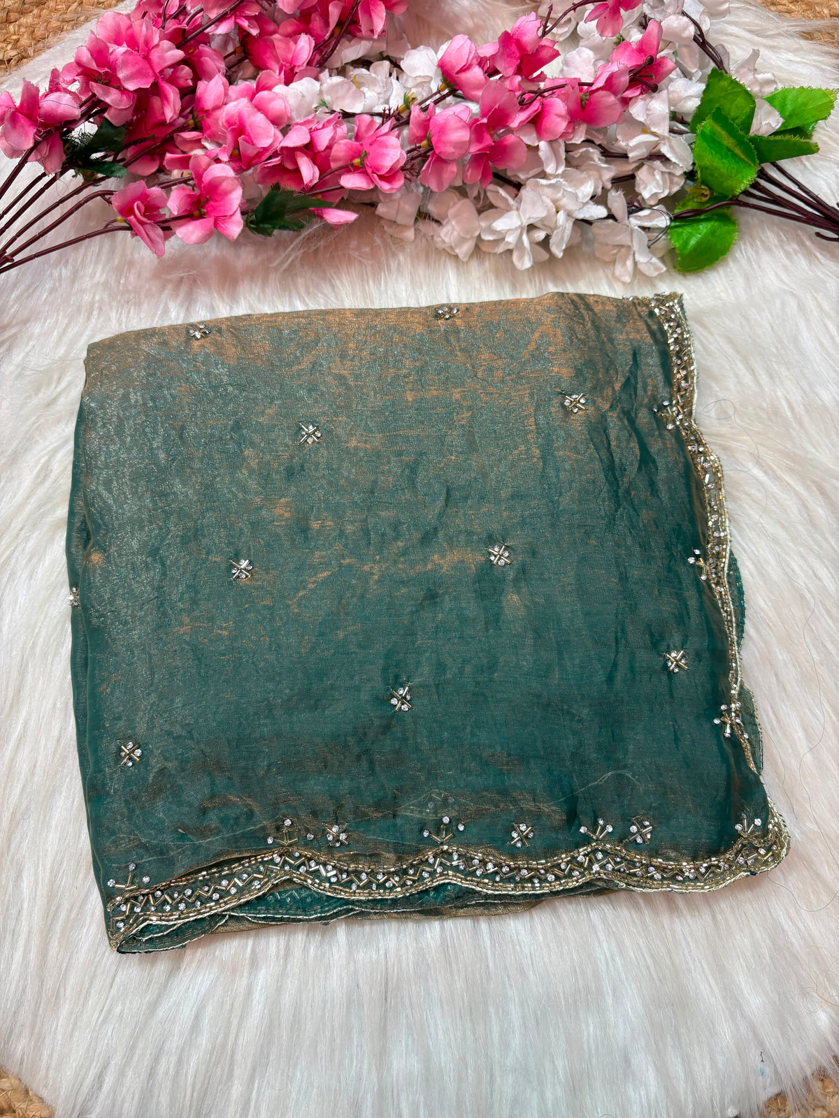 Single line Premium Space silk handwork sarees