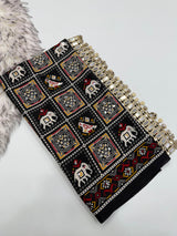 Ajrak satin crepe silk sarees