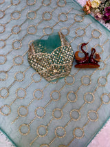 Netted saree with beads work