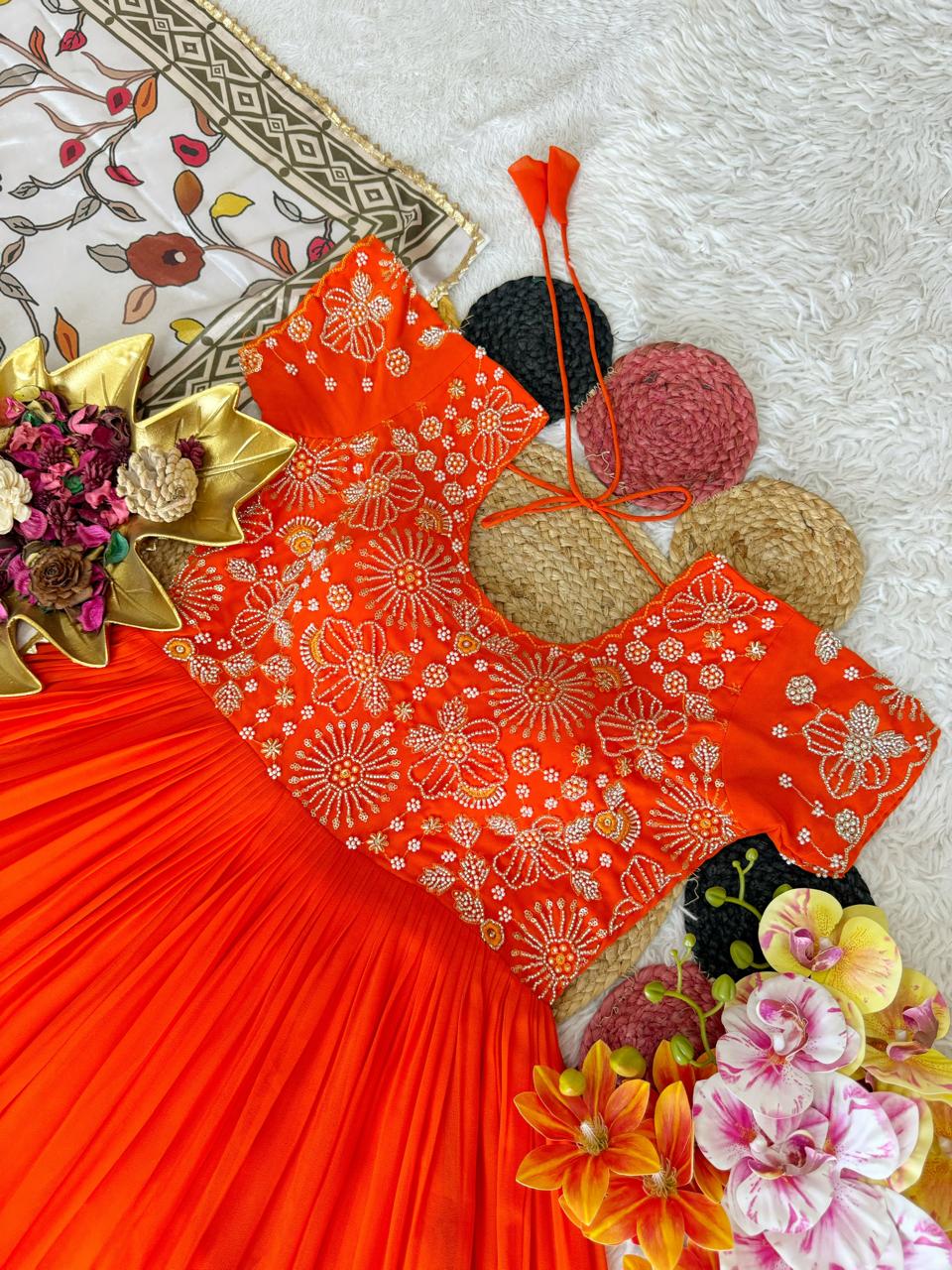 Maggam Work Gown With Kalamkari Dupatta