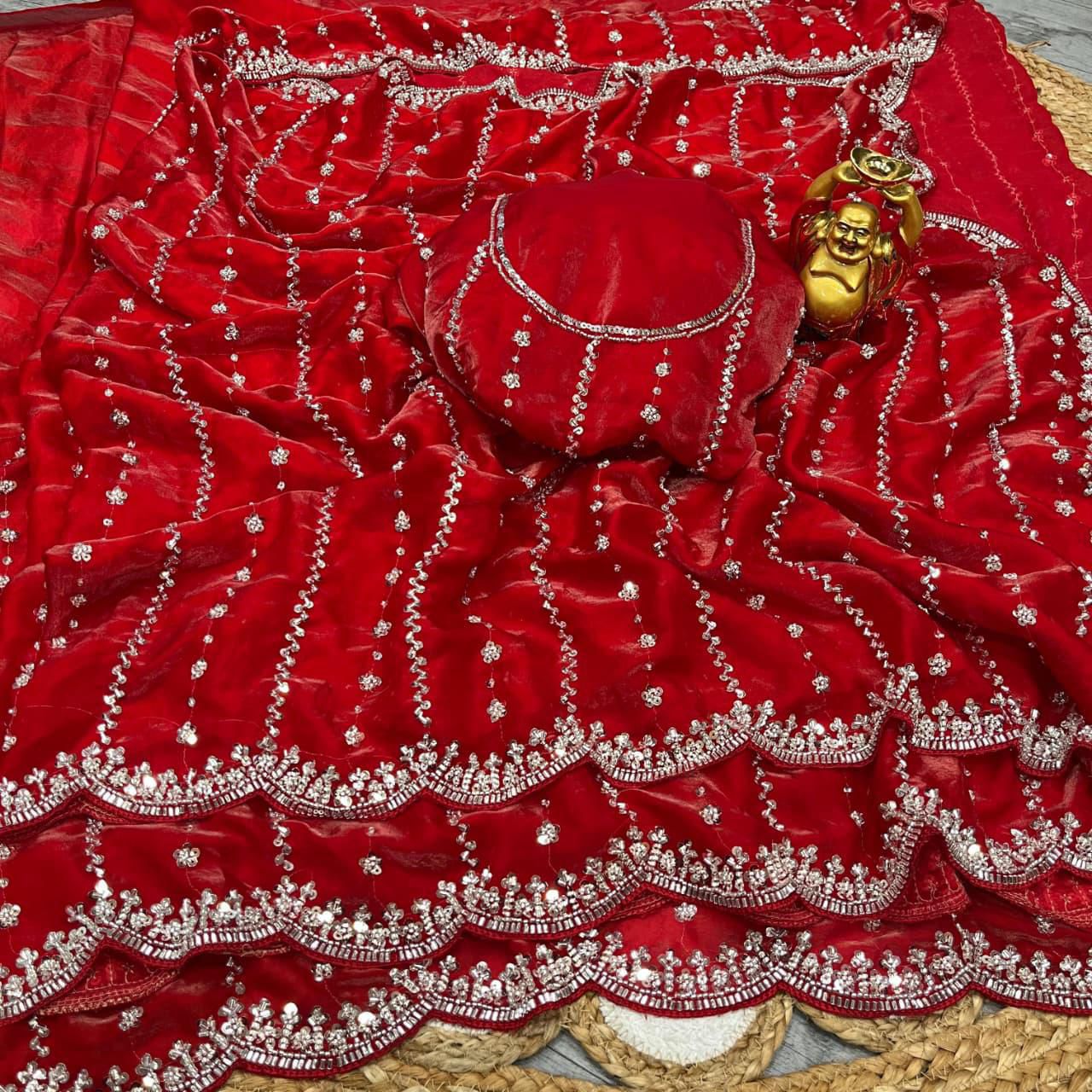Space silk viral beads sarees