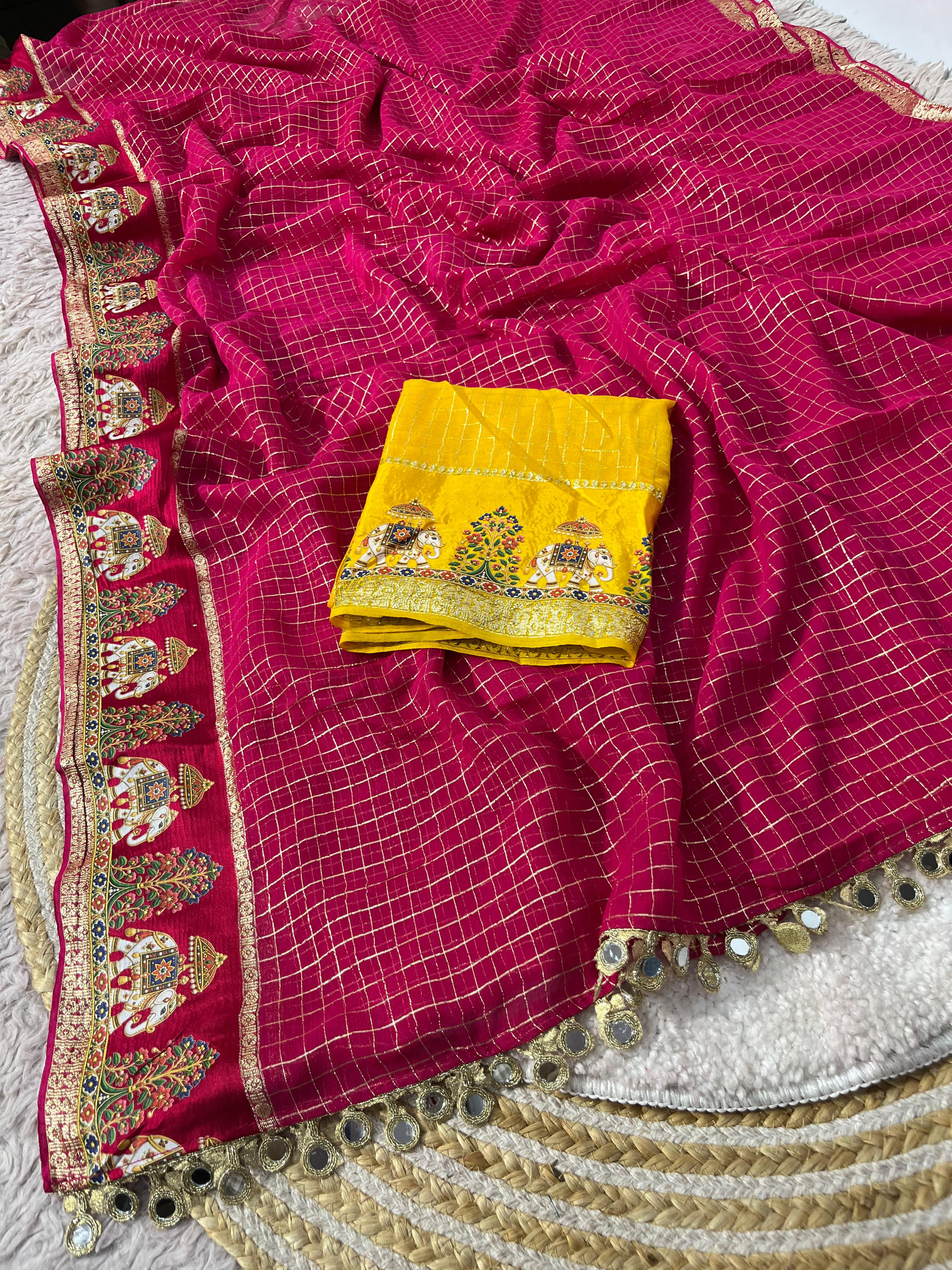 Viscous chex sarees