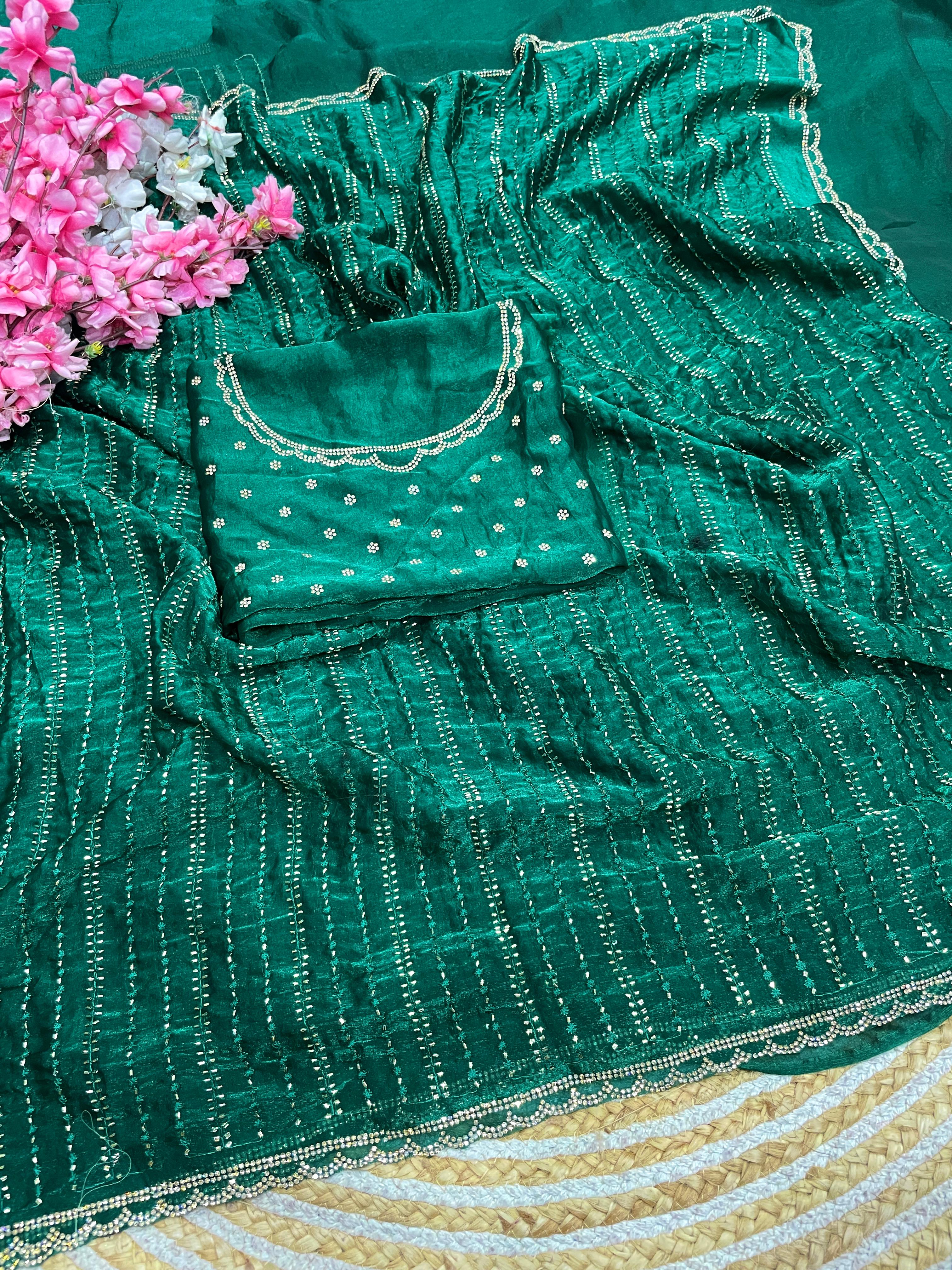 Rain drop Space silk jarkan saree