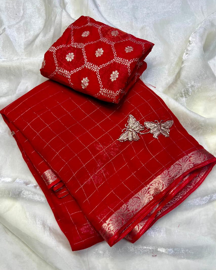Viscous Georgette with butterfly design