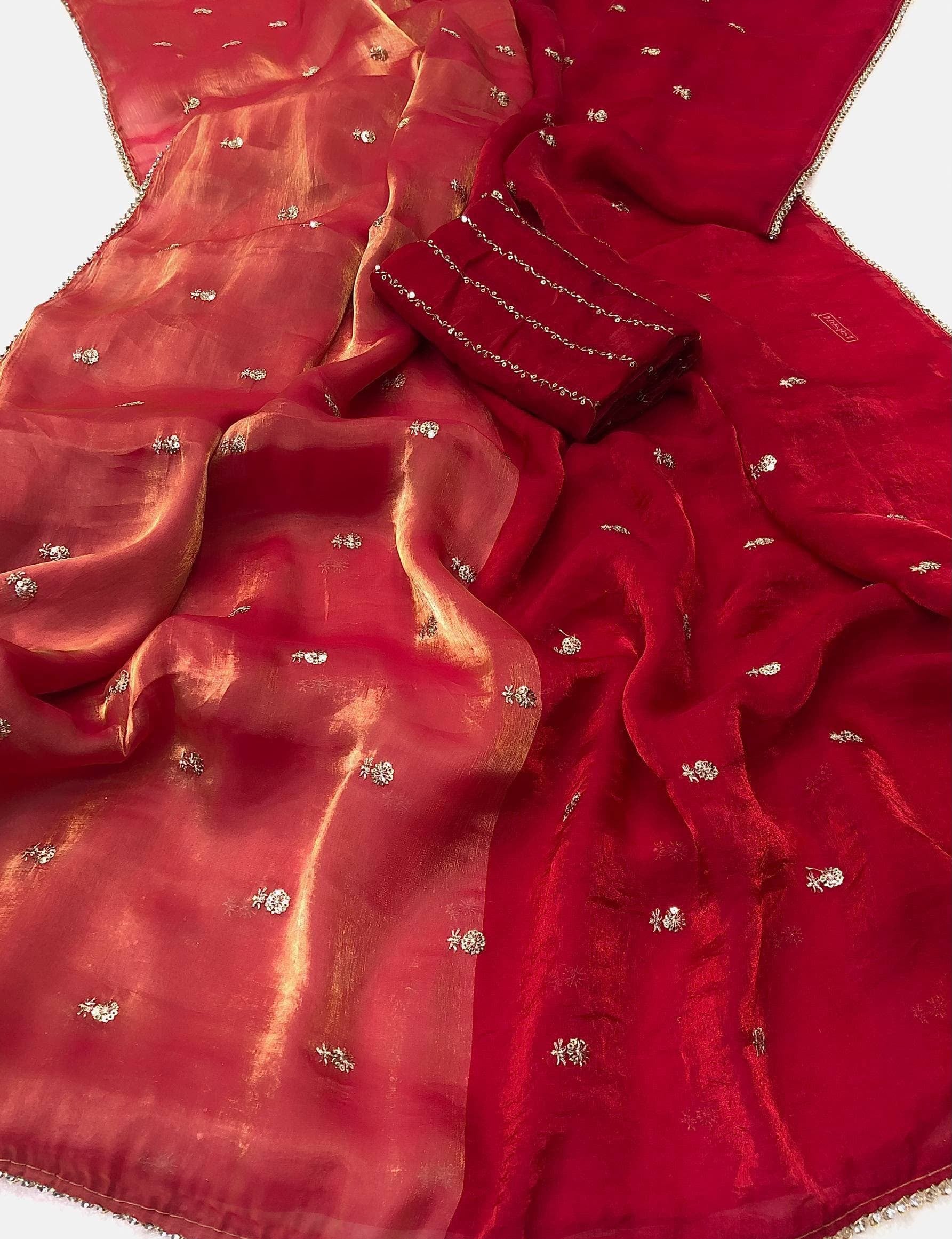 Space silk satin 2 shade sarees