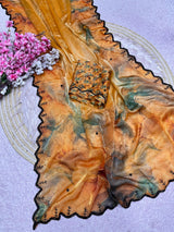 Space silk satin with handwork