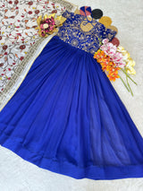 Maggam Work Gown With Kalamkari Dupatta