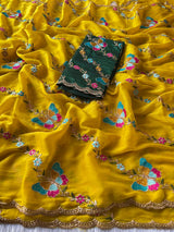 Georgette saree with embroidery work
