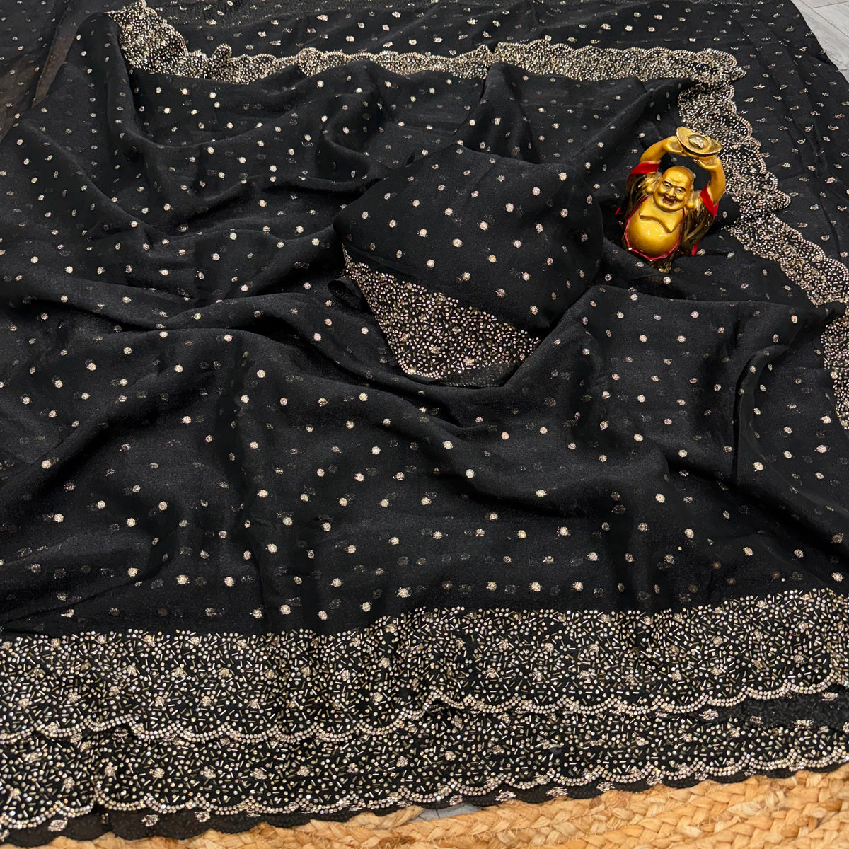 Space silk Jharkhan work saree