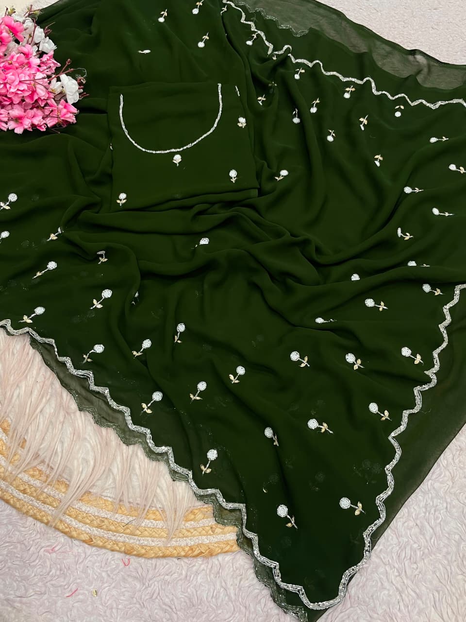 Premium Georgette handwork sarees