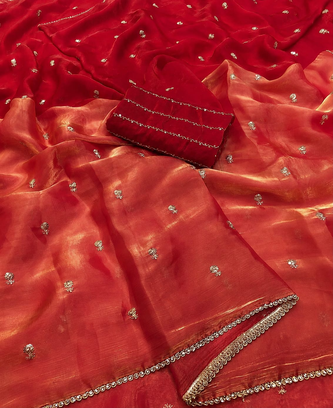 Space silk satin 2 shade sarees