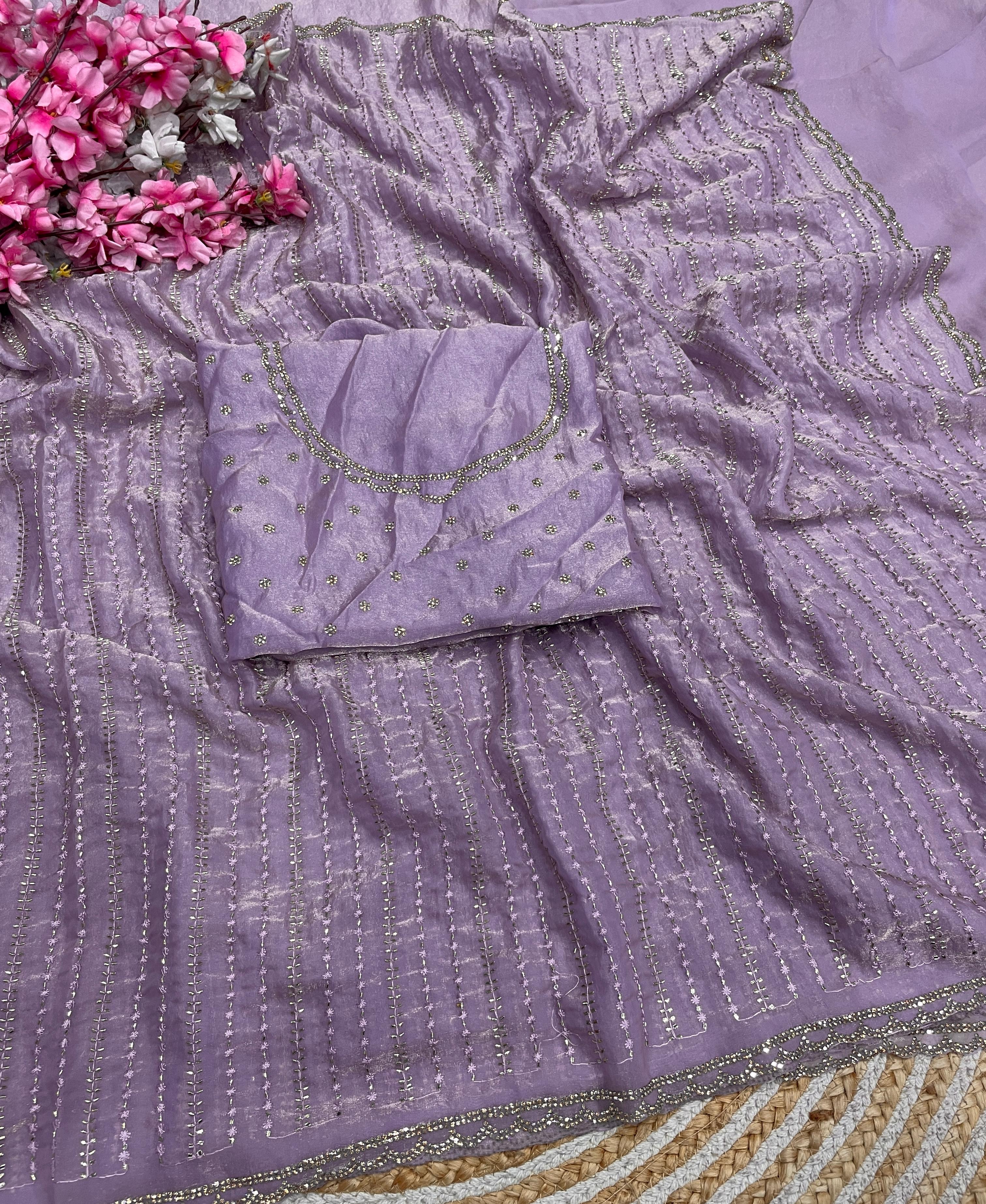 Rain drop Space silk jarkan saree