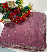 Space silk saree with real mirror work