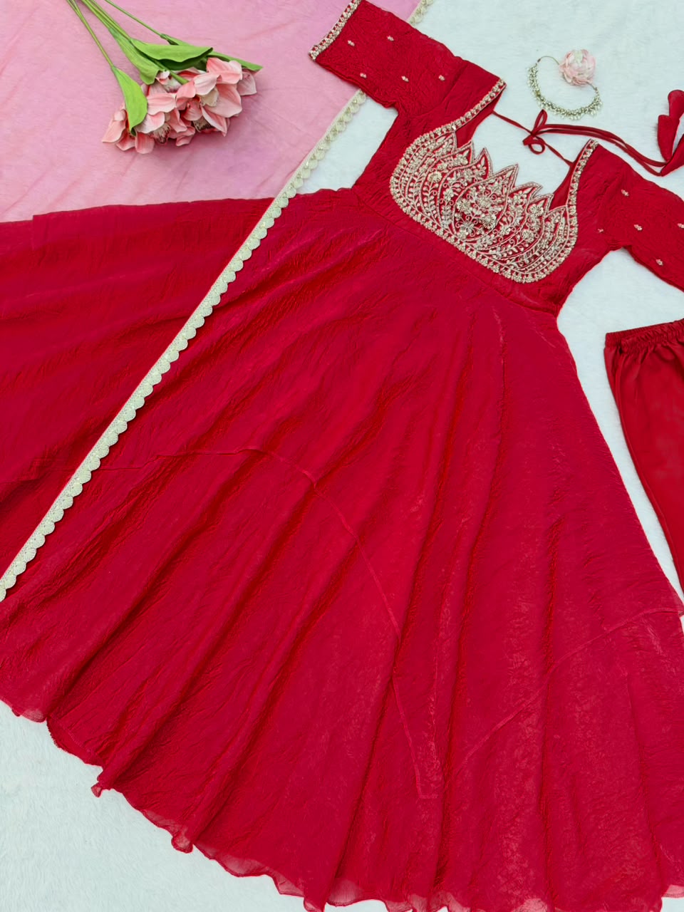 Space silk crush gown