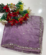 Space silk saree with real mirror work
