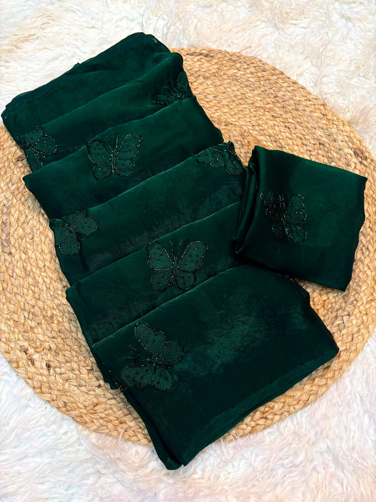 Space silk satin with beads work