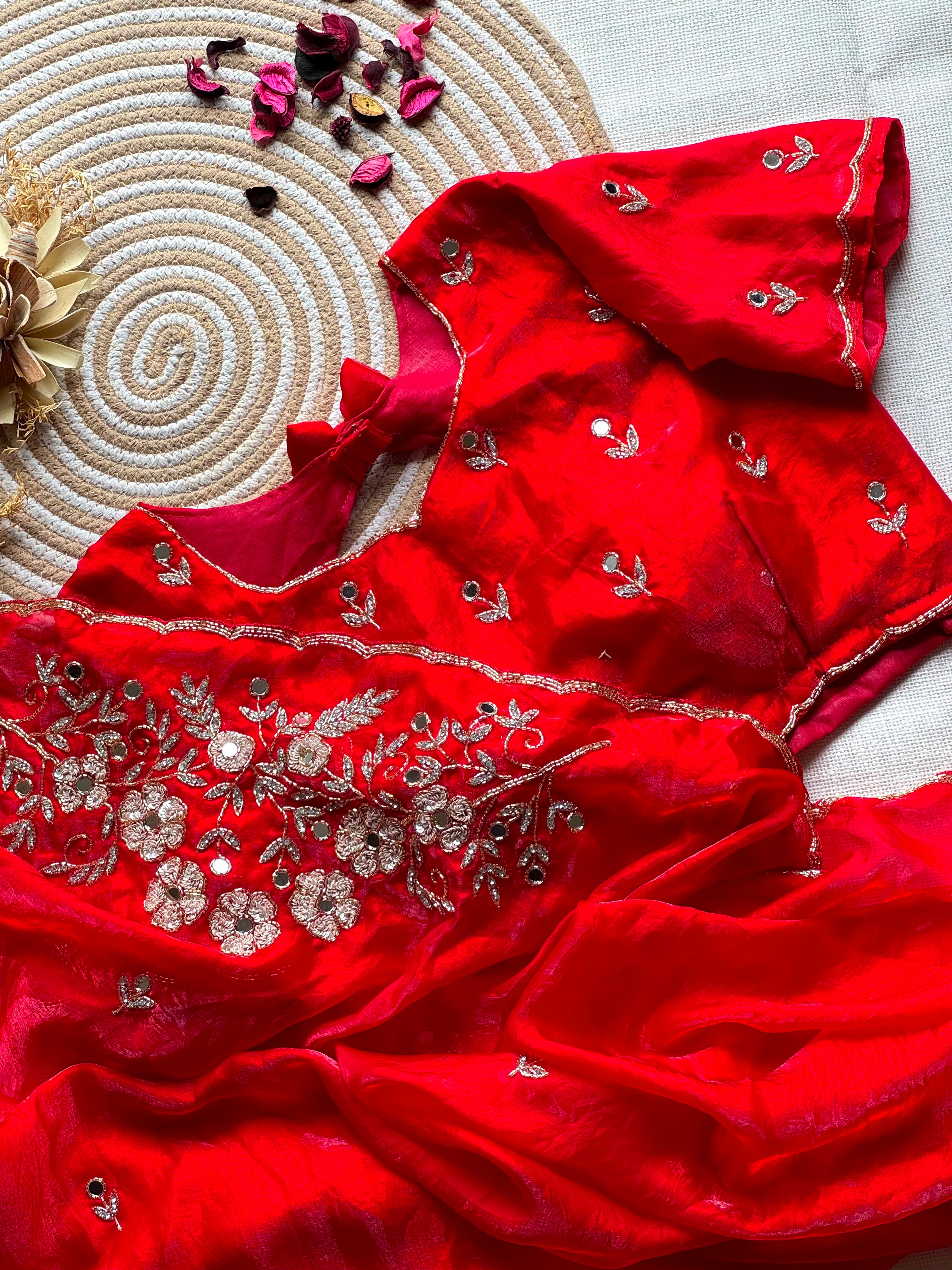 Premium Space Silk Handwork saree(unstitched)