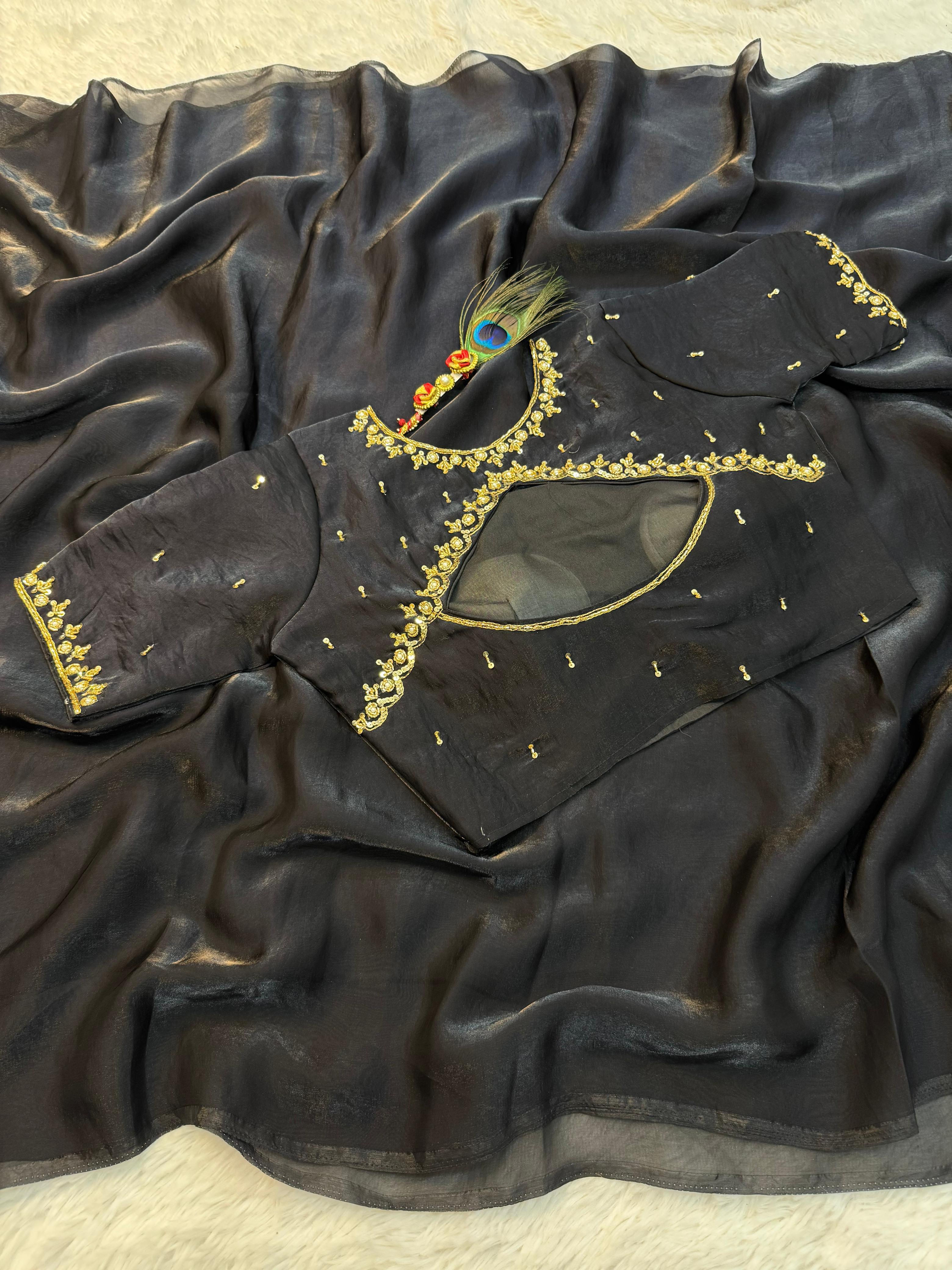 Premium Space Silk Plain Saree