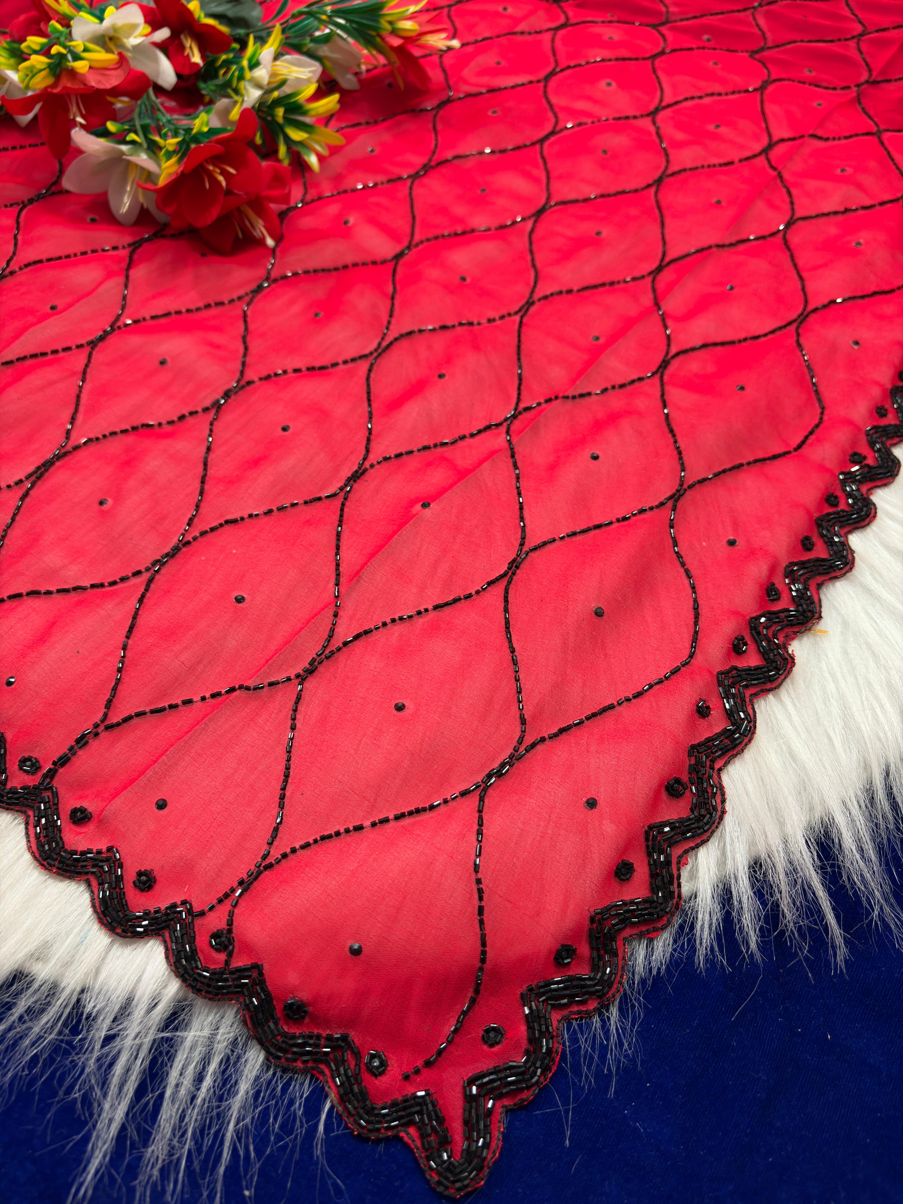 Georgette hand work sarees