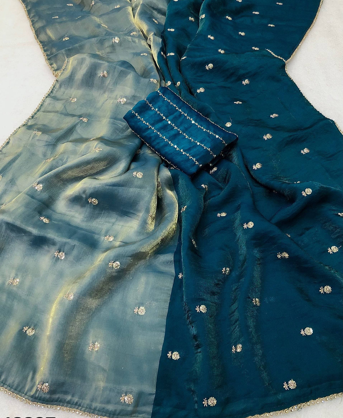 Space silk satin 2 shade sarees