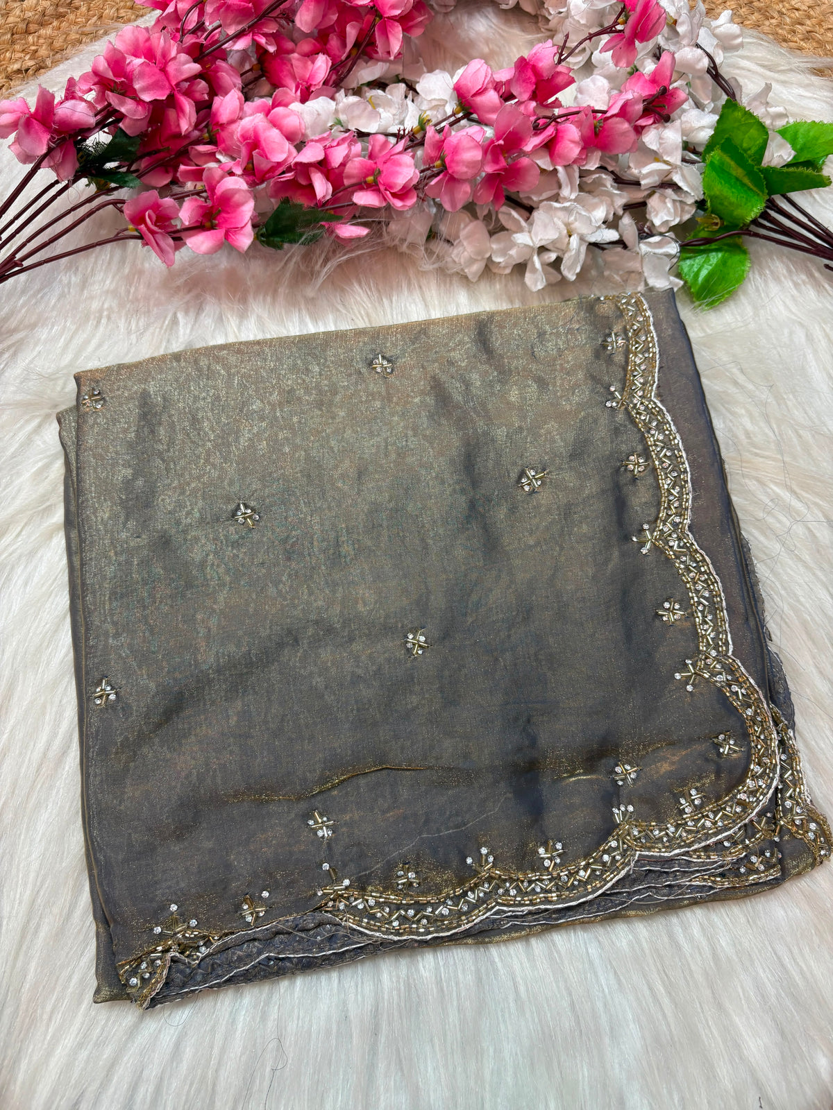 Single line Premium Space silk handwork sarees