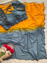 Viscose Chinnon handwork sarees