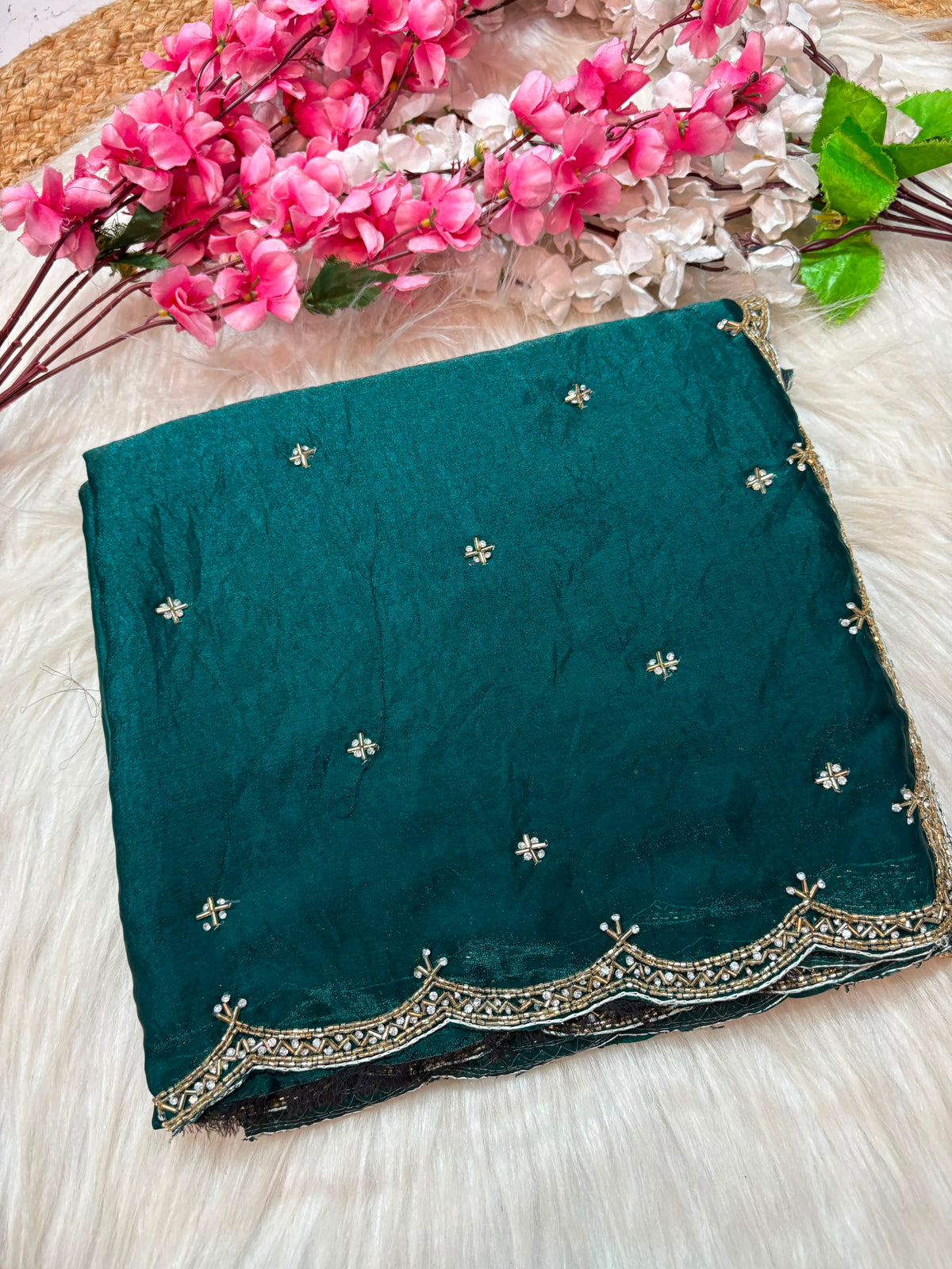 Single line Premium Space silk handwork sarees