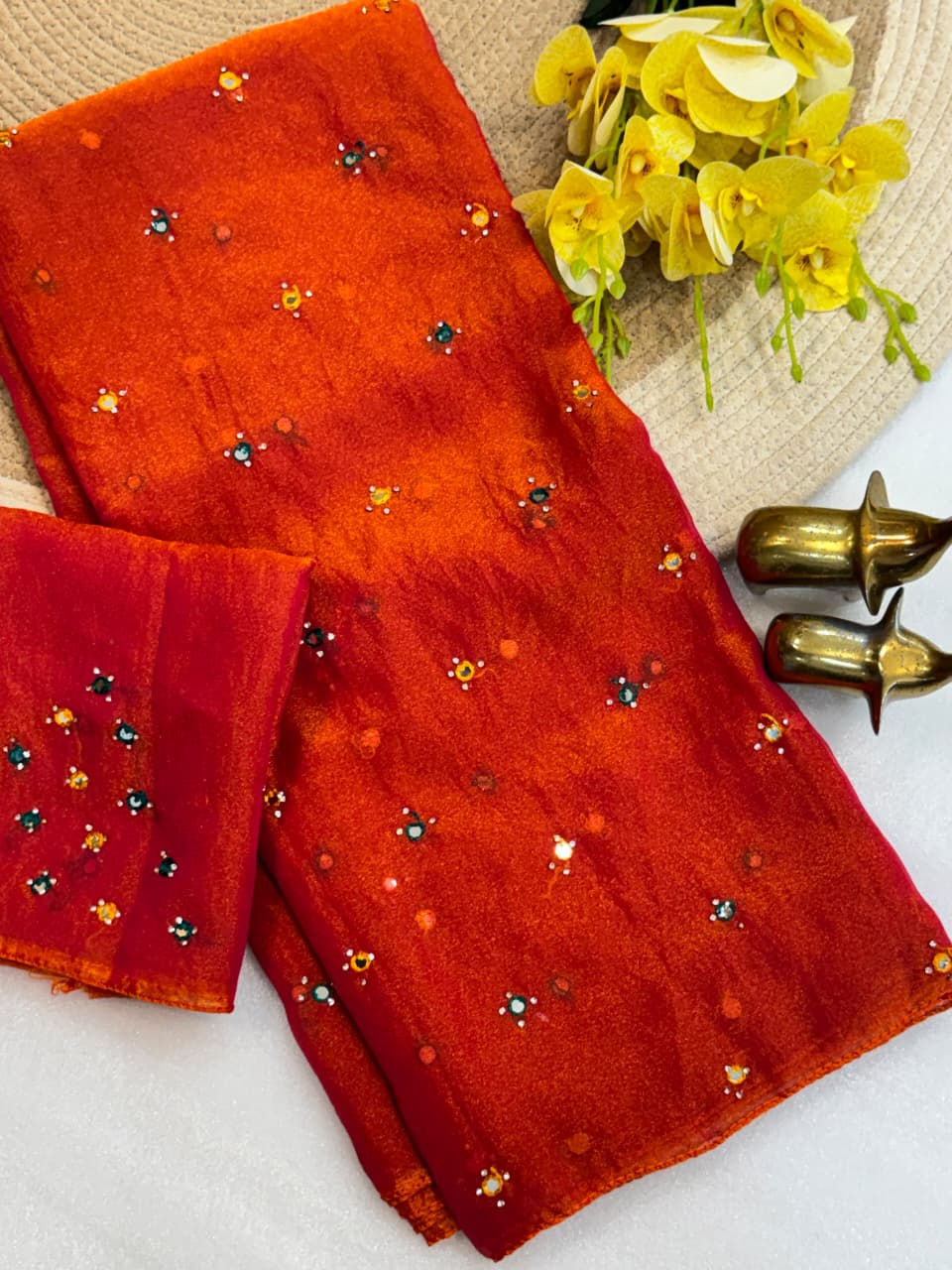 Mossilk two tone saree