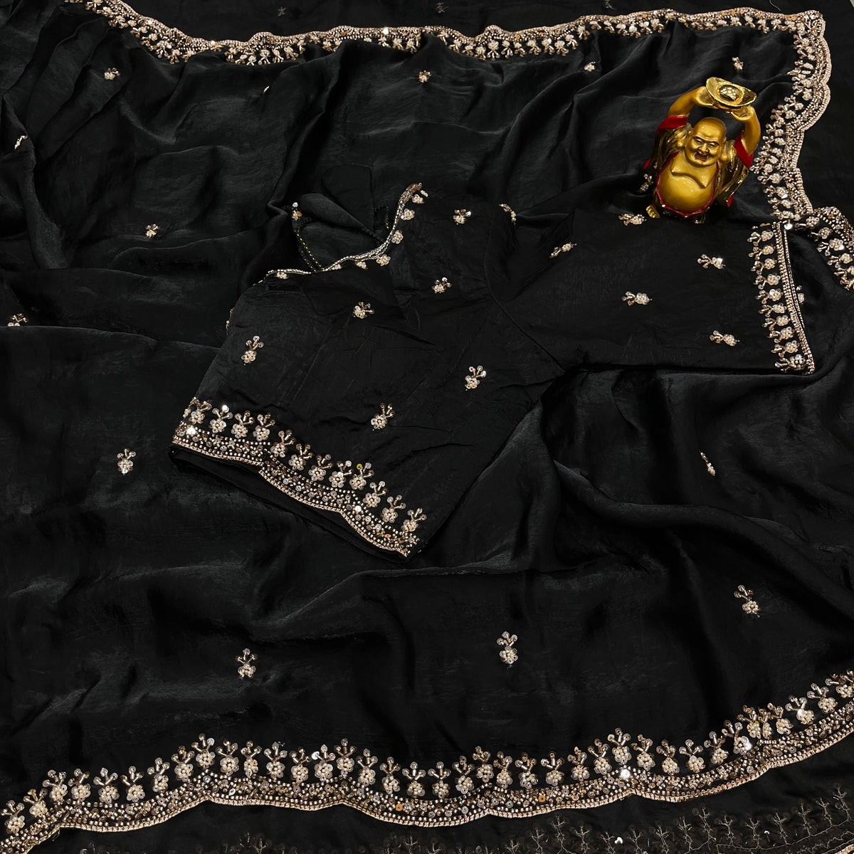 Space silk saree with stitched blouse