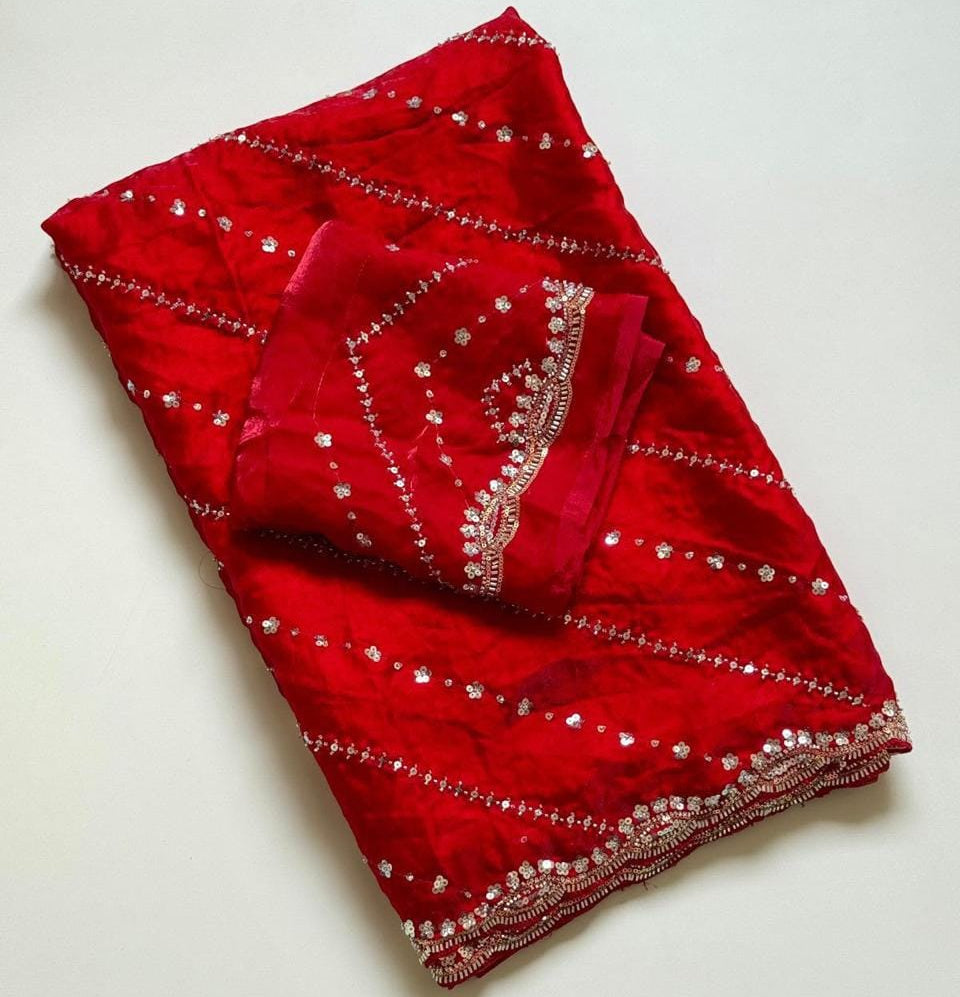 Space silk satin sarees