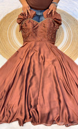 Rangolii silk gown with maggam work