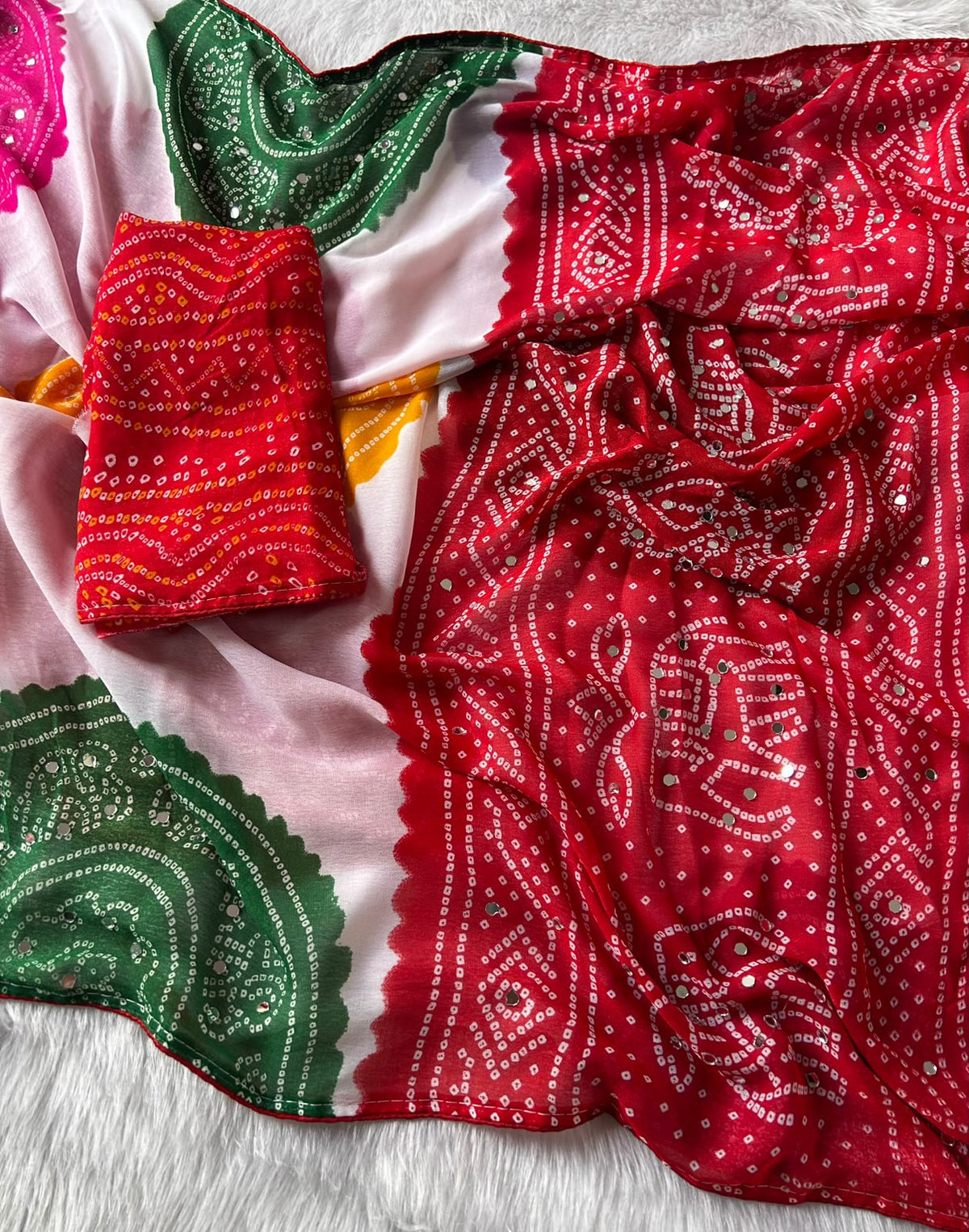 Ajrak chiffon saree
