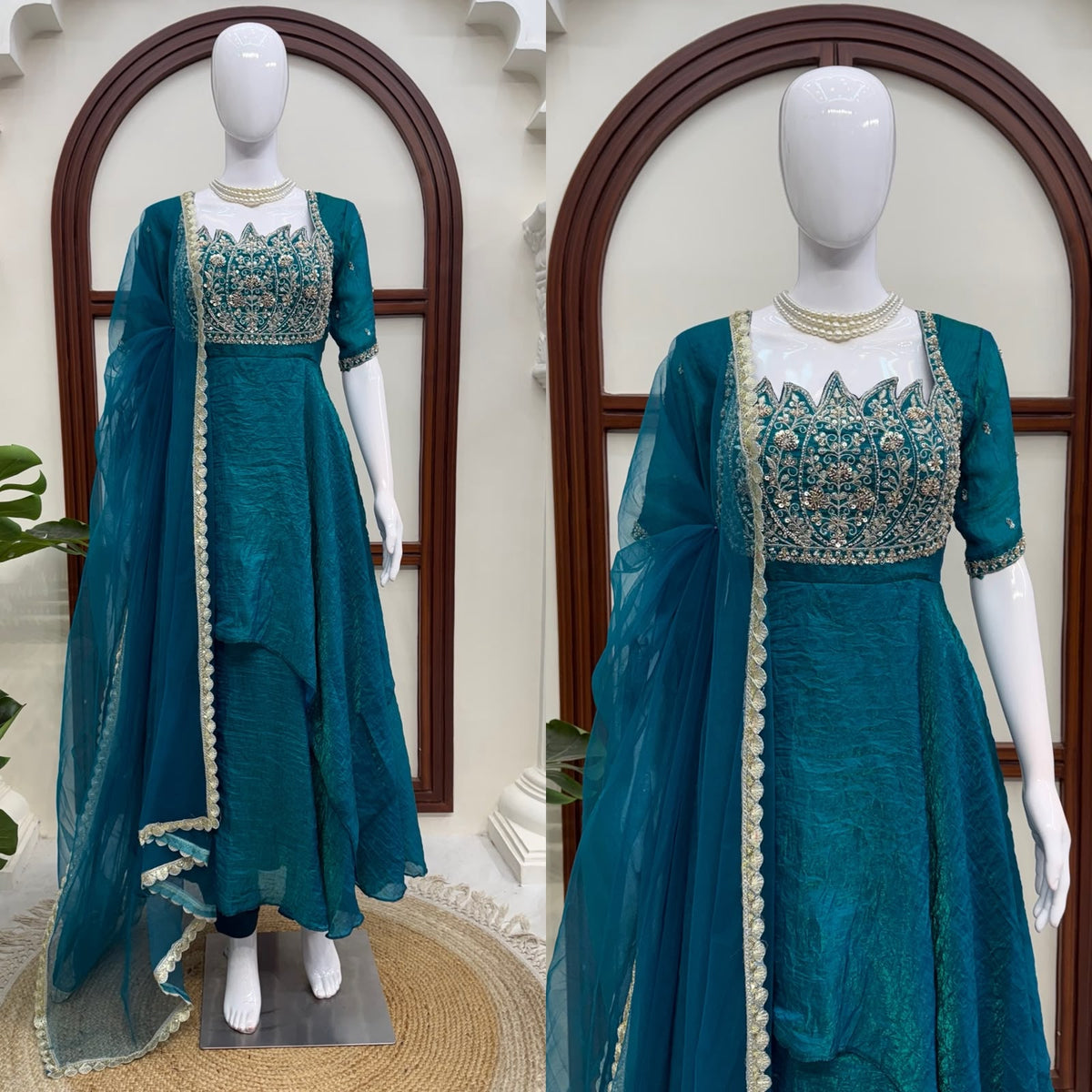 Space silk crush gown