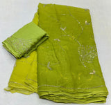 Chiffon Dual colour Handwork sarees