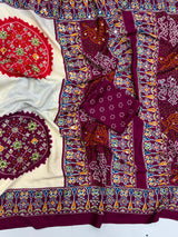 Ajrak crape mirror sarees