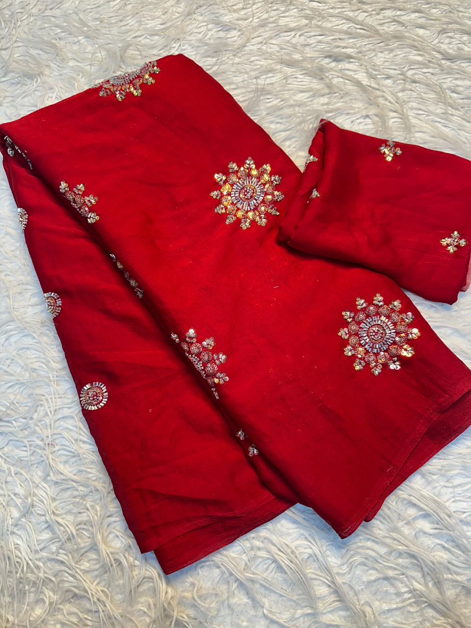 Rangoli crush Saree With sequin Beads work