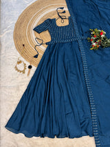 Premium blooming vichitra silk gown
