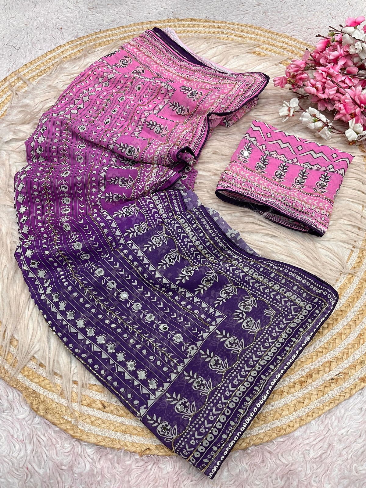Dual shade karina kapoor inspired Georgette sarees