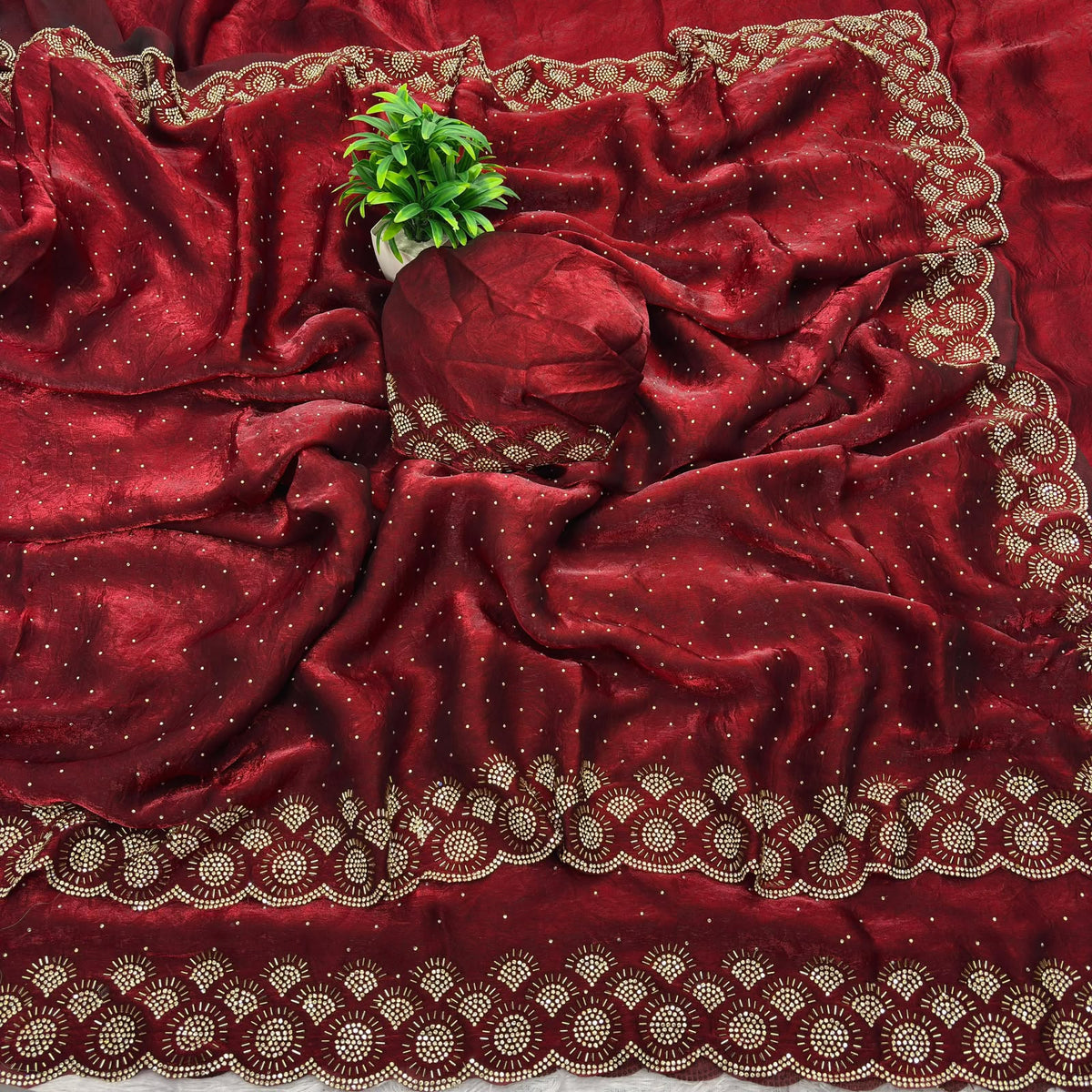 Space silk jarkhan work sarees