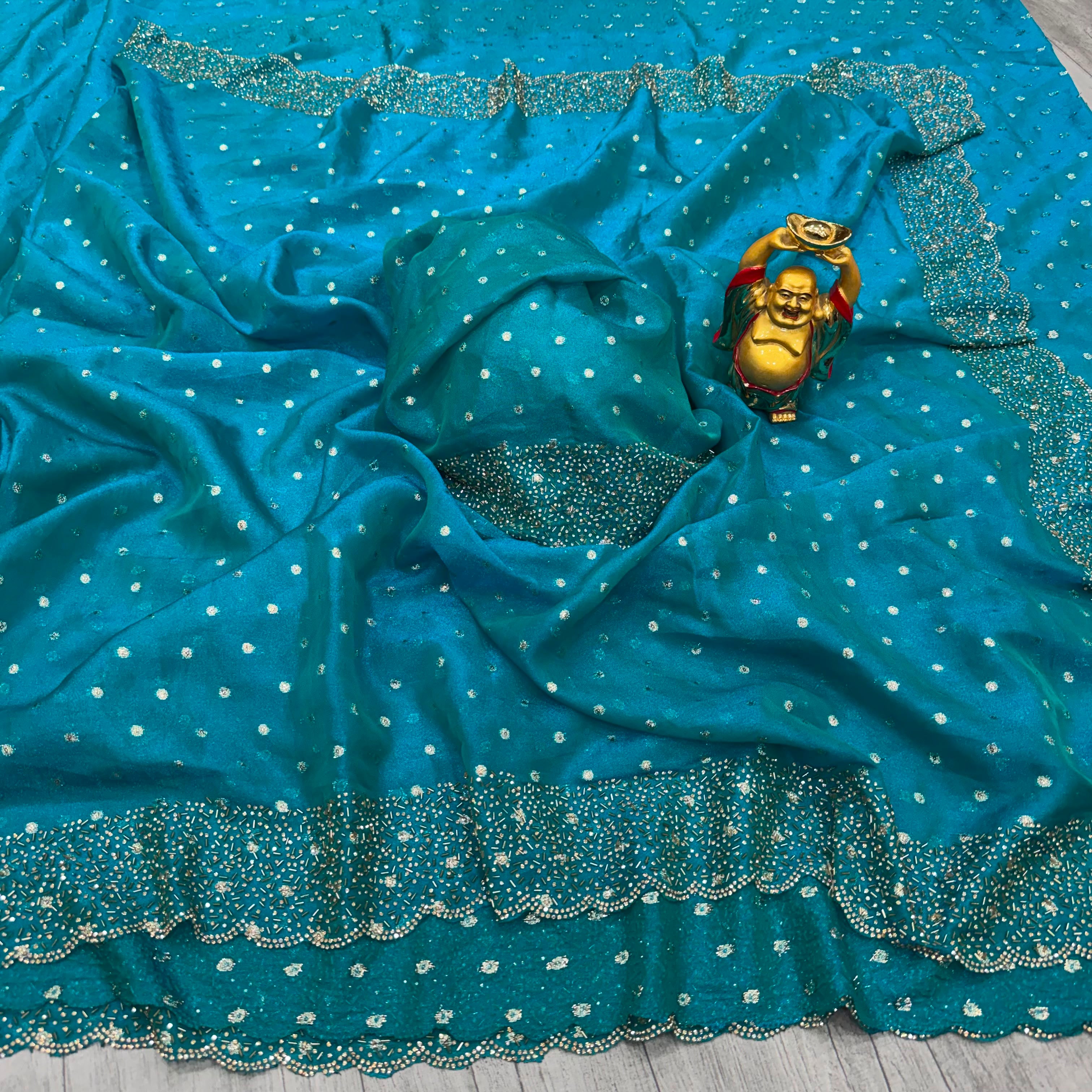 Space silk Jharkhan work saree