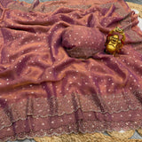 Space silk Jharkhan work saree