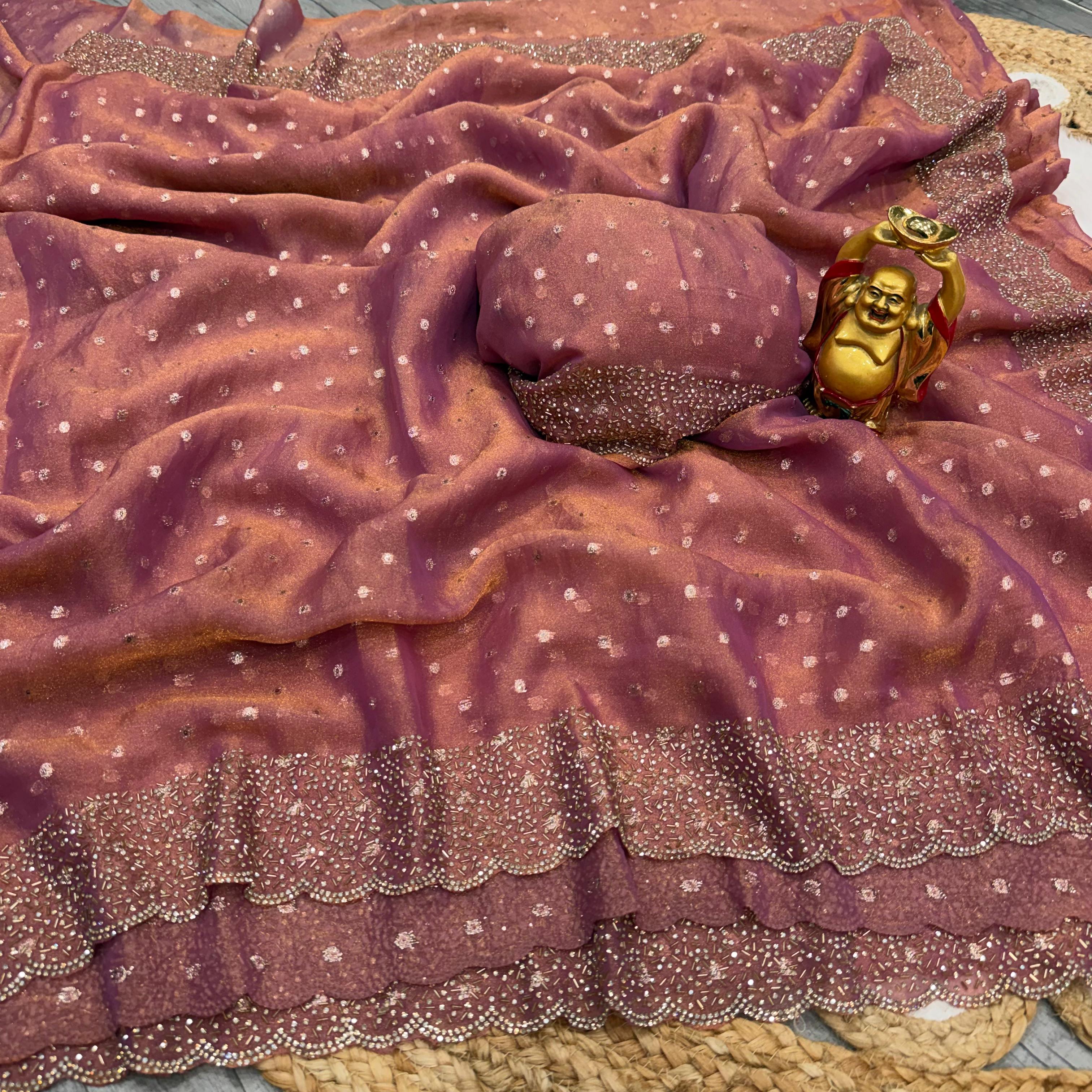 Space silk Jharkhan work saree
